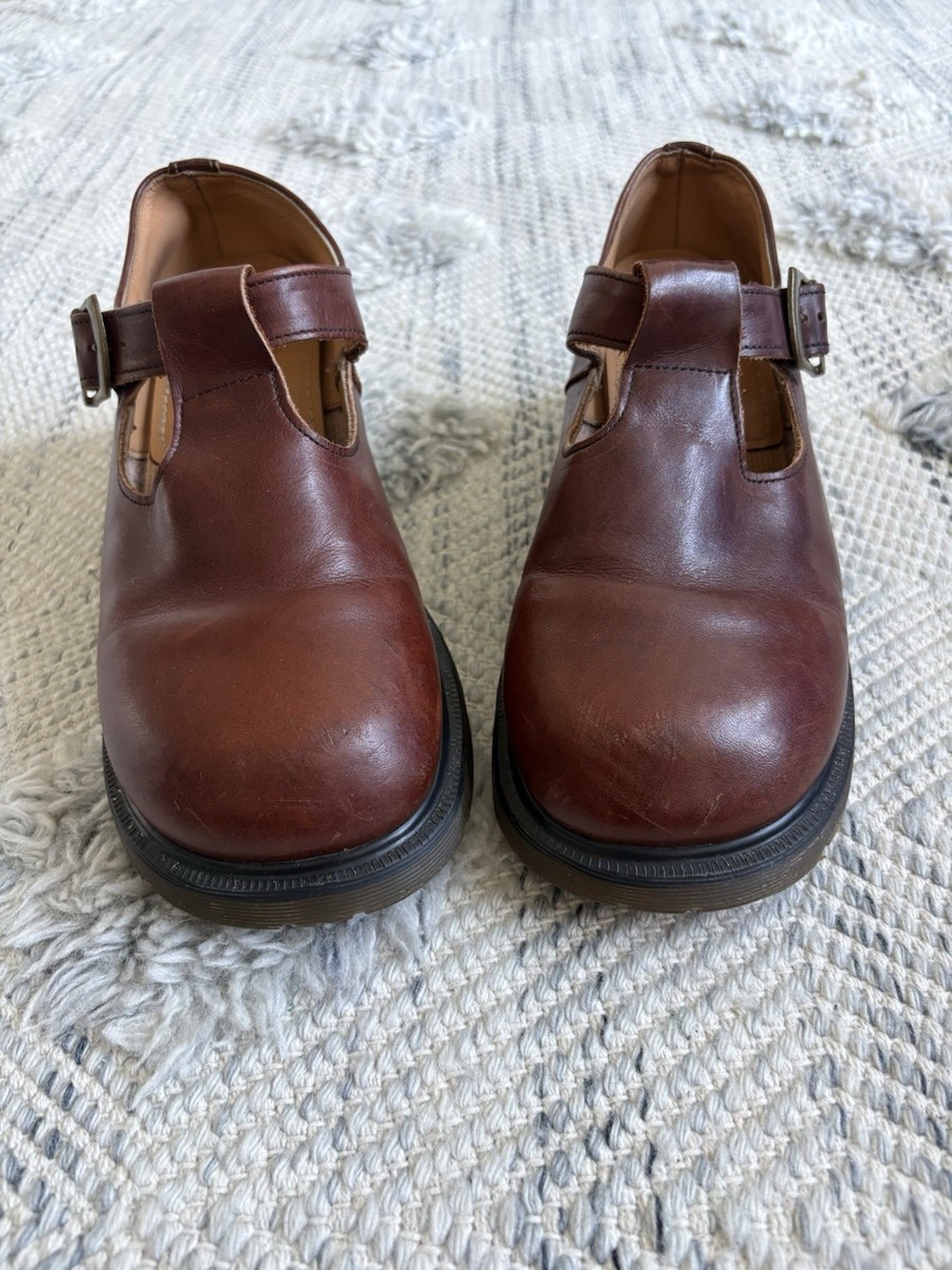 Dr Martens Vtg MIE 8334 Brown Leather Mary Jane Shoes UK 8/ USM 9