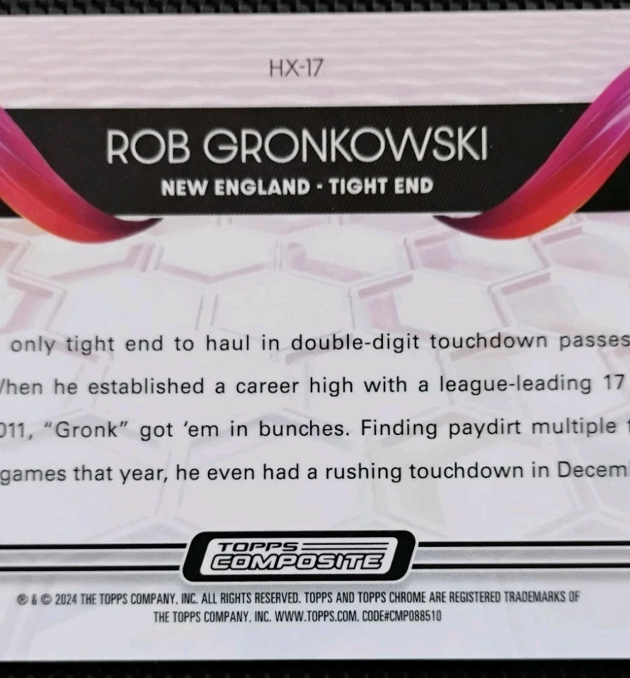 2023 Topps Compuesto Fútbol Rob Gronkowski Helix Estuche Hit SSP #HX-17 Patriots Foto 4 de 4