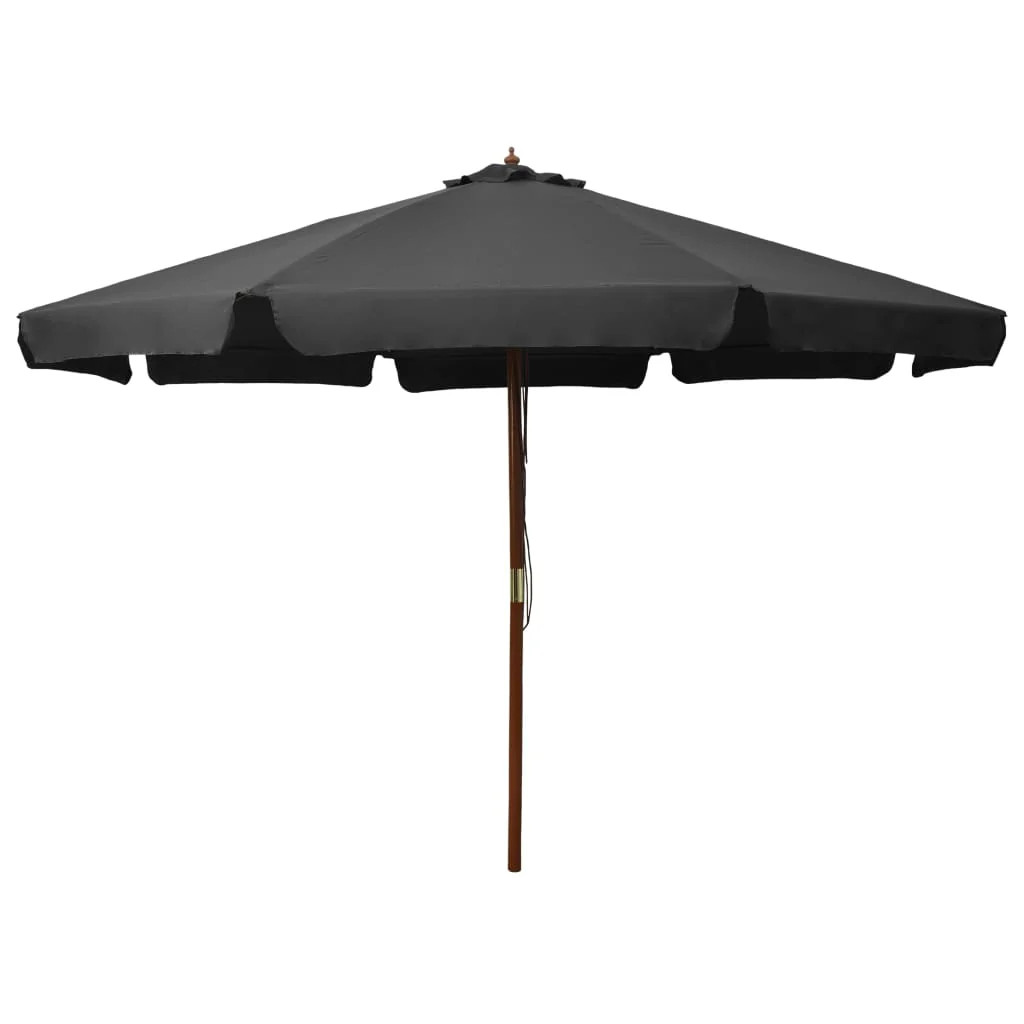 Parasol bois 330 cm anthracite Helloshop26 pour terrasse et grand jardin