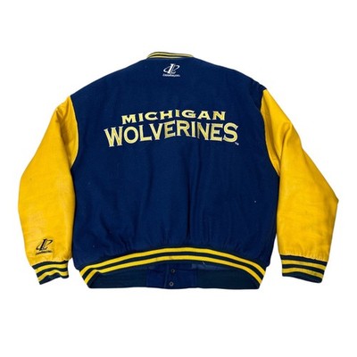 Vintage 90s Michigan Wolverines Logo Athletic Varsity Leather Jacket Sz XL