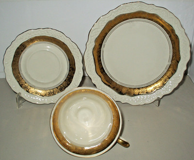 Porzellan Tasse Untertasse Kuchenteller 3teiliges Bavaria Sammelgedeck Goldmuste