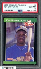 1989 Donruss The Rookies #3 Ken Griffey Jr Seattle Mariners RC Rookie HOF PSA 10