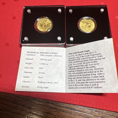 LOT 2 2023 American Mint  1933 Walking Liberty $20 1/1000oz .999 Fine Gold Coin