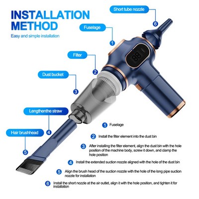 2-in-1 Cordless Air Blower Vacuum Cleaner Mini Duster for Keyboard Car Cleaning