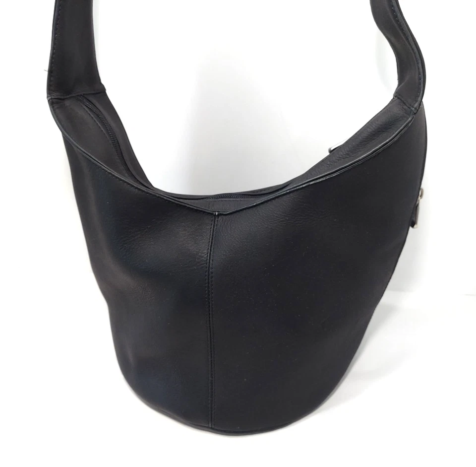 ROYCE New York Luxury Black Genuine Leather Shoulder Bag Tote Bucket Purse zip - Image 4 of 4