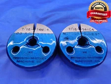 7/16 14 NC 4 THREAD RING GAGES .4375 GO NO GO P.D.'S = .3915 & .3897 UNC-4 CHECK
