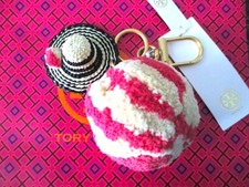 NWT Tory Burch Beach Ball Sun Hat Key Fob Chain Keychain