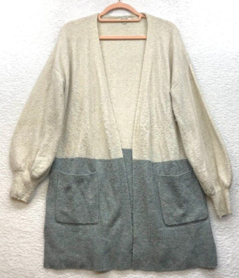Madewell Sweater Womens XS Cream Gray Edgewater Bubble Sleeve Cardigan Alpaca