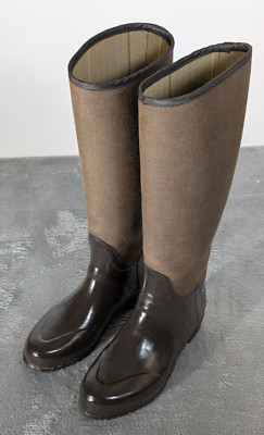 Hunter Lady N Boots in Saxony Tweed Flax Brown Rubber Size Women's 8.5/9