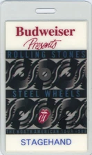 ROLLING STONES 1989 Steel Wheels Tour Laminated Backstage Pass