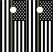 Thin Green Line Military LAMINATED Cornhole Wrap Bag Toss Skin Decal
