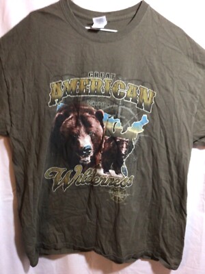 Great American Grizzly Wilderness Loss Creek Outfitters Olive Green T Shirt