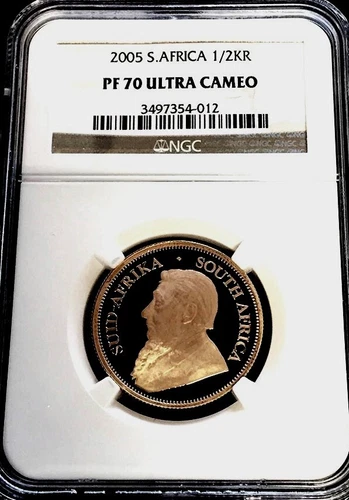 2005 GOLD SOUTH AFRICA 1/2 KRUGERRAND COIN NGC PROOF 70 ULTRA CAMEO