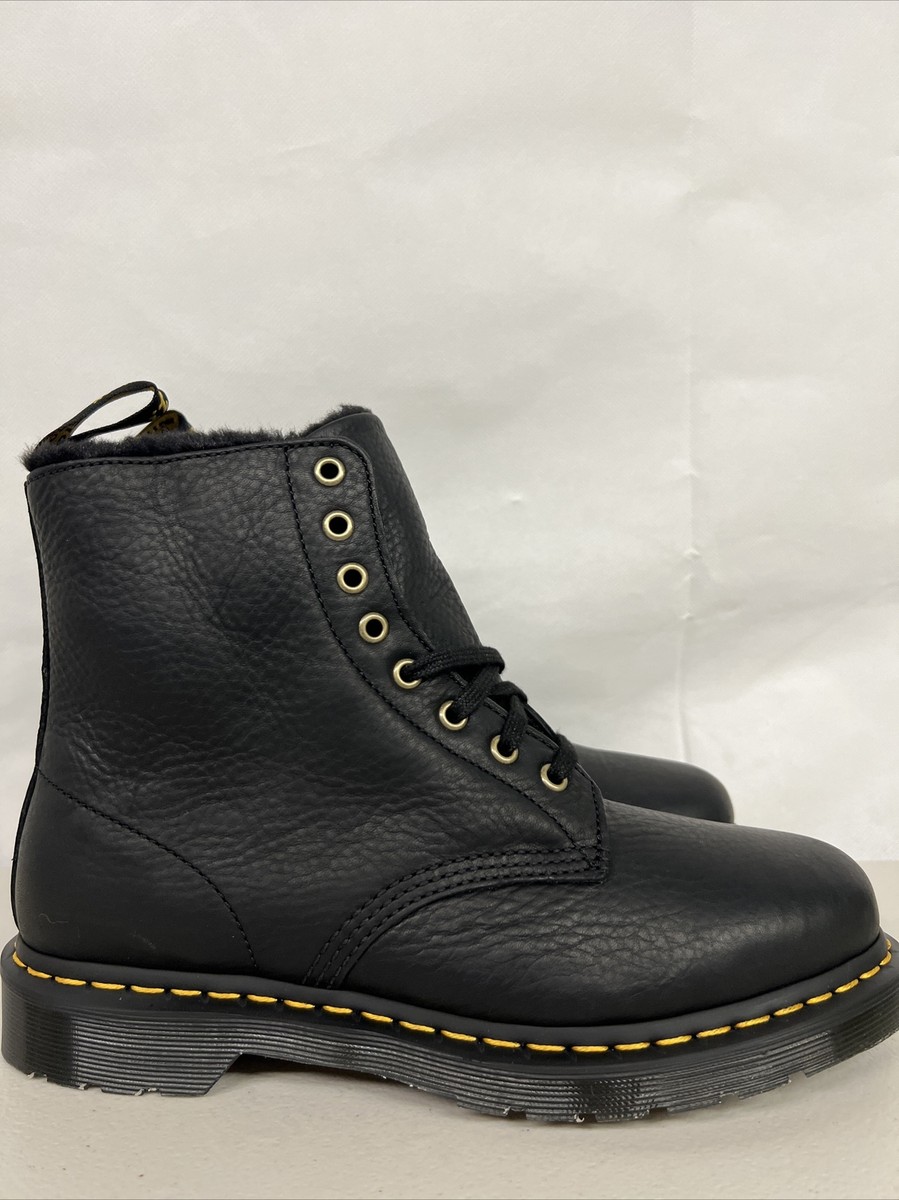 Dr Martens Faux Fur 1460 Pascal FL Black Leather Combat Boot  display picture 3