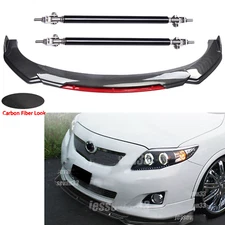 For Toyota Corolla Front Bumper Lips Spoiler Splitter Carbon Fiber Black+Red