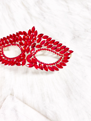 Red Masquerade Mask On Stick