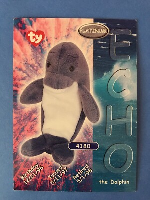 Ty Beanie Platinum Edition 4180 Echo the Dolphin Official Club Collector Card