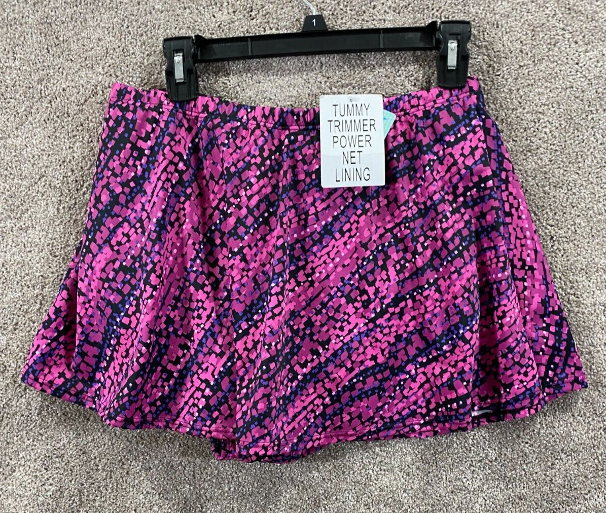 Blair Womens Plus Size 16W Pink Tummy Control Skirted Swimsuit Bottom Lined Elastic Waist-image
