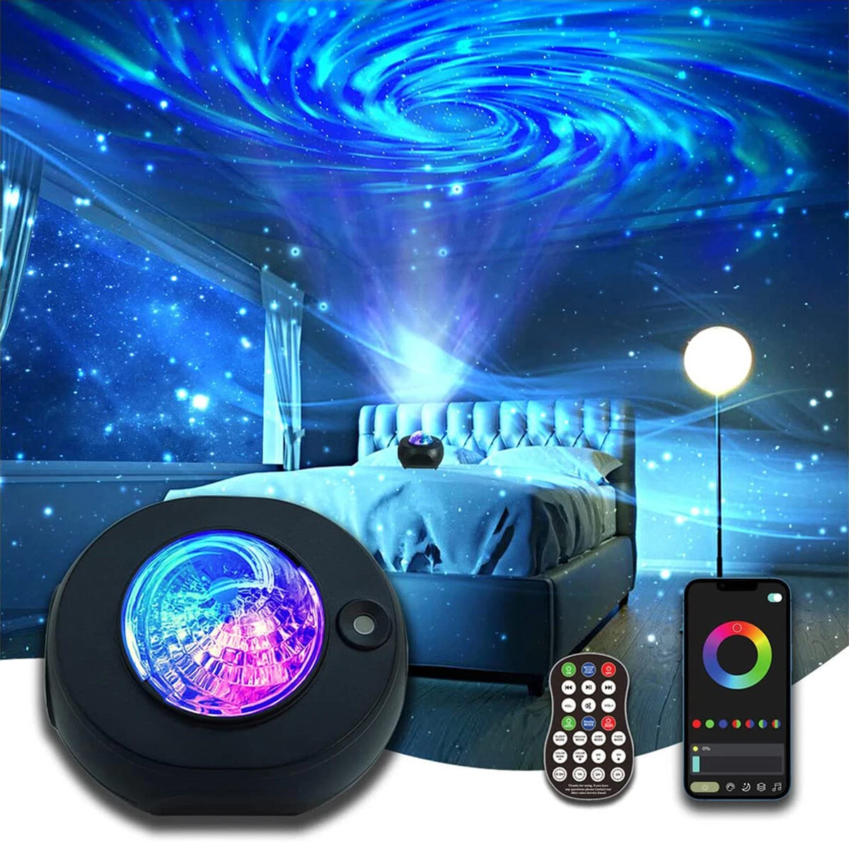 sende kredsløb Seneste nyt LED Galaxy Starry Sky Night Light Projector Ocean Star Party Speaker Lamp  Remote | eBay