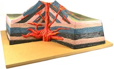 Volcano Mountain Table Top Model with Cut Away View, Approx. 17"x16"x7"