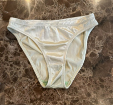 VTG 80s 90s Sissy Shiny Satin Bikini Thong Panties Size M Baby Yellow HOT NWOT