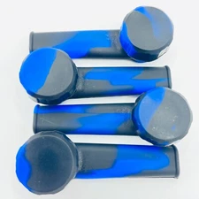 Silicone Smoking Pipe with Metal Bowl & Cap Lid | Blue/Black 10 Pack