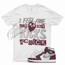 White SICK V2 Shirt for Air J1 1 High OG Bordeaux Metallic Silver 6 Beetroot