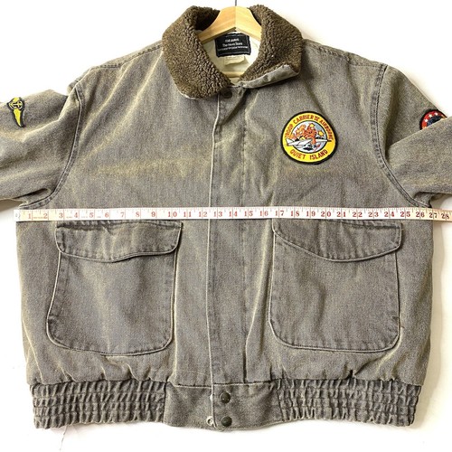 VTG Sears Aviator Bomber Jacket Airborne W/ Tomcat Aviation Military Patches XL - Picture 10 of 13