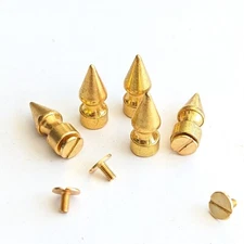 Brass Plated (Gold) Tree Spikes Screw Back 1" (25mm) 25 Pack