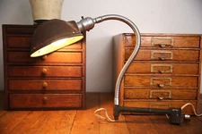 Vintage Industrial Drafting Table light Task Lamp cast iron bracket gooseneck