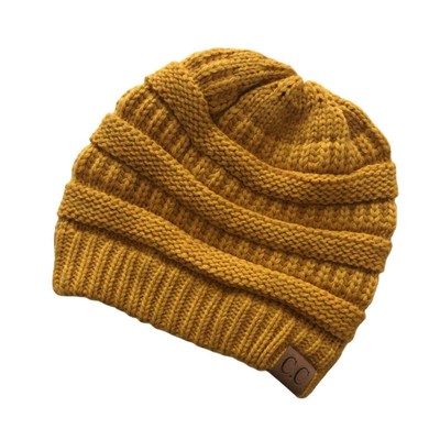 C.C Mustard Knit Beanie Hat | eBay