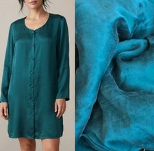 Vtg 90's Victoria s Secret Teal 100 Silk Button-Front Nightgown Sleep Shirt M