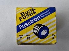 BUSS T-15 15 Amp 125 Vac Fusetron Fuses  * 4 Pack * (New In Box w. Shelf Wear)