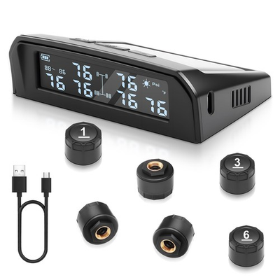 #ad RV Tire Pressure Monitoring System Real Time Solar for Trailer TPMS 6 Sensors $25.99