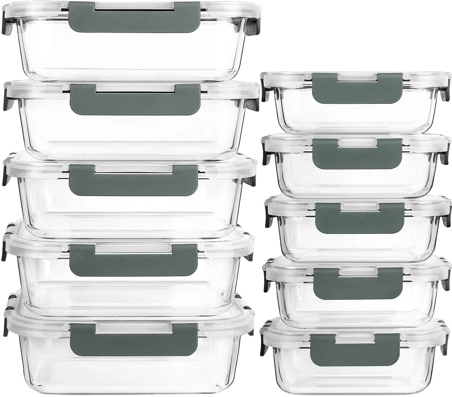 [10-Pack] Glass Meal Prep Containers with Lids, MCIRCO Food Storage Containers w