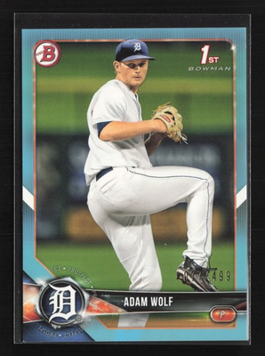 #ad 2018 Bowman Draft #BD 185 Adam Wolf Sky Blue 499 Detroit Tigers $1.89