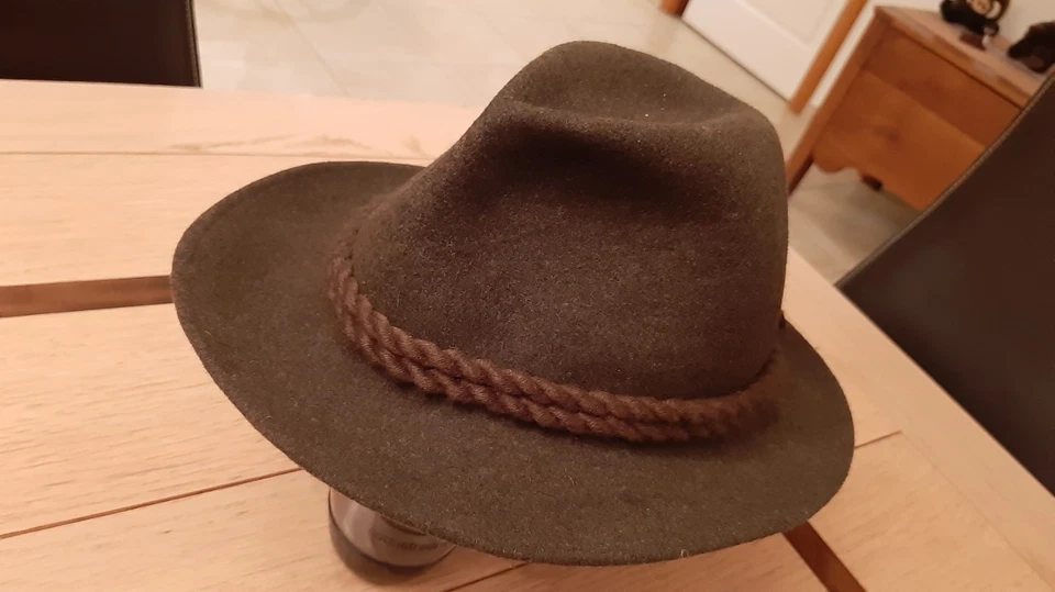 Vtg Fedora Alpenvelour Men's XL 58/59 Dark Green German Hunting Hat - Photo 3/4