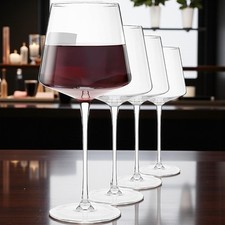 Red Wine Glasses 4 Hand Blown Crystal Wine Glasses Modern 22oz Home Gift