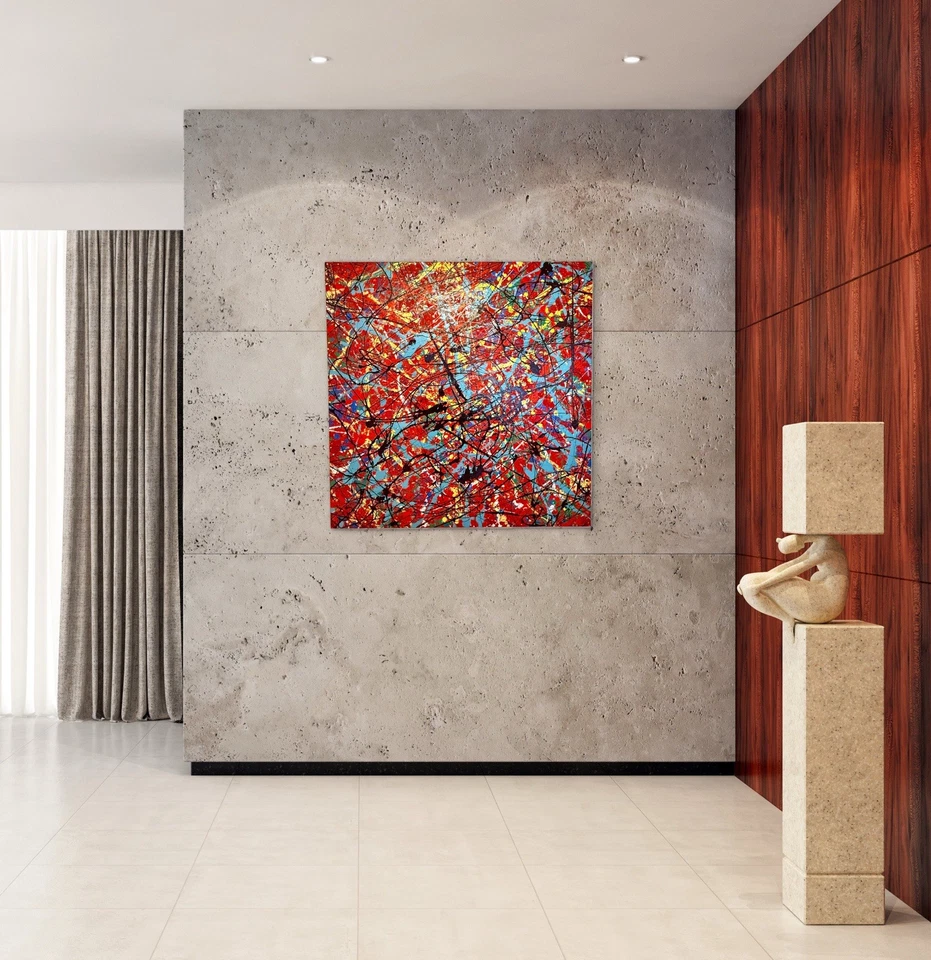 Lebendiges Original 100X100X4CM Ölgemälde von Cornelius P auf Leinwand ungerahmt - Bild 2 von 4