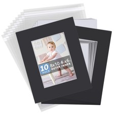 Somime Acid Free 8x10 Photo Mat Set, Black 8x10 Matte for 5x7 Pictures with Whit