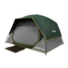 4 Person Blackout Camping Tent, Easy Setup Waterproof Black Out Dark Green