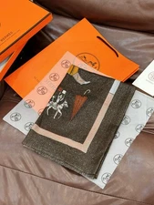 H E.R..M...E.S Art Print Cashmere Scarf Shawl Brown Long Wrap 100x200cm