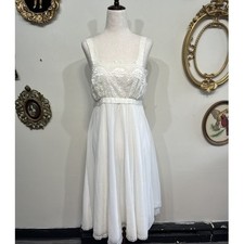 Vintage White Floral Lace Bridal Nightgown - Size Small