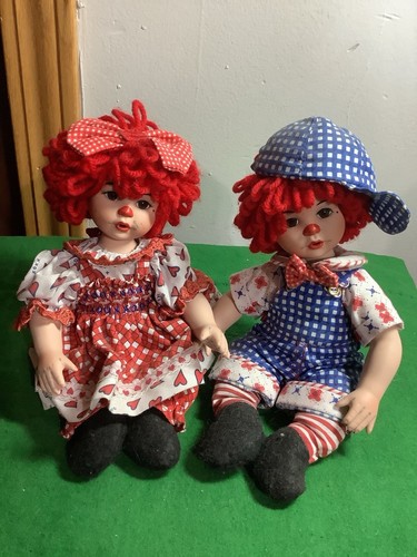 Marie Osmond #829 Raggedy Ann & Andy 8” Twins Beanie Porcelain Dolls- Signed - Picture 15 of 20