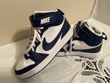 Nike Court Borough Mid 2 White Blue Athletic Shoes CD7782-108 Youth Size 6 -EUC