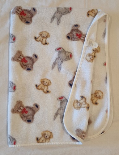 Vintage Carter's Fleece Blanket Bunny Rabbit Puppy Dog Brown Bear 30X40 Vtg Baby