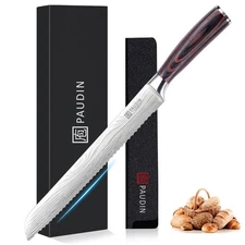 Bread Knife, 10 inch Serrated Knife, German Stainless Steel Bread Knife for H...