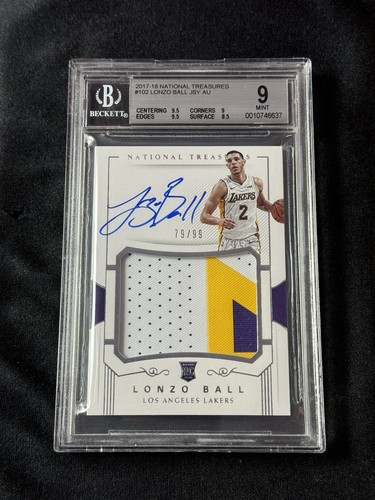 BGS 9 Lonzo Ball 2017-18 National Treasures RPA #79/99 Rookie RC Lakers Auto 10