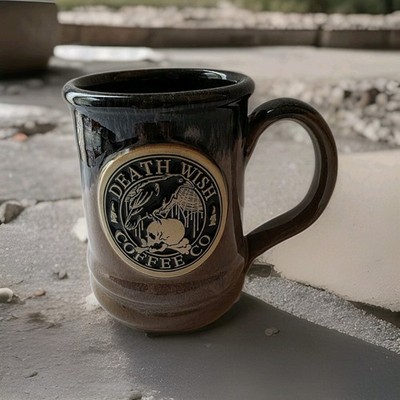 Death Wish   Coffee Mug Nevermore Raven     (Deneen Pottery)  #2535
