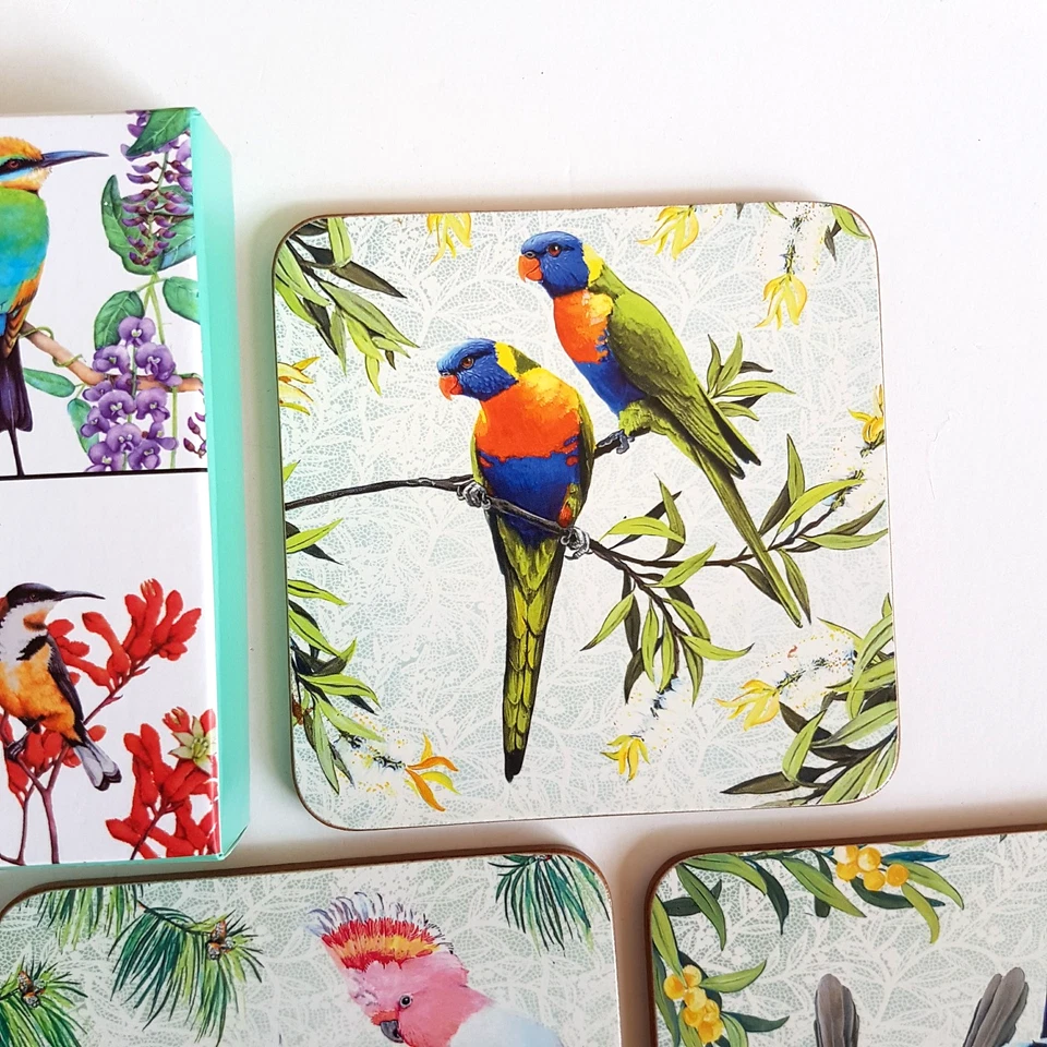 Birds of Australia COASTER SET Royal Botanic Gardens Victoria Katherine Castle Foto 2 de 4